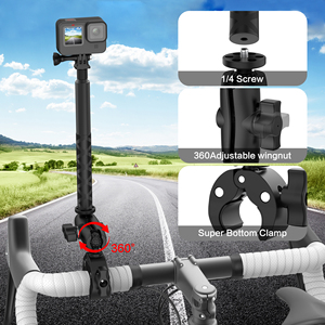 Kit de montage de caméra d'action pour moto avec tige d'extension en fibre de carbone : pince robuste + bases adhésives flexibles pour <span class=keywords><strong>GoPro</strong></span>/Insta360/DJI - Product Image 6