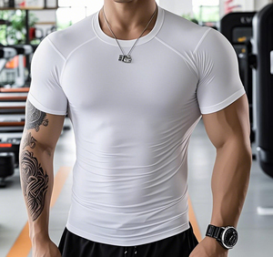 Plus Size 300 Grams Light <b>Weight</b> Knitted Digital Printing <b>Blank</b> Breathable Gym Fitness Workout Athletic Sport T-shirts for Men - Product Image 5