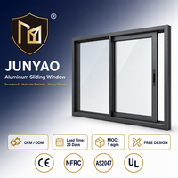 Fenêtre coulissante horizontale extérieure anti-ouragan JUNYAO, verre double à rupture de pont thermique 2,0 mm, verrouillage multipoints, CE NFRC ODM Hôtel