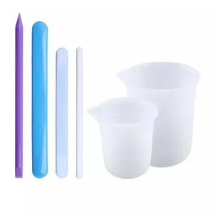 Y3120 tasses à mesurer en Silicone, Kit d'outils 250 et 100 ml tasses à mesurer en Silicone Popsicle bâtonnets à remuer Pipettes doigts Cots