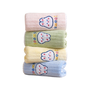 Serviette de visage pour enfants, lapin brodé, 75x35cm, séchage rapide, douce et absorbante, pour usage domestique - Product Image 5