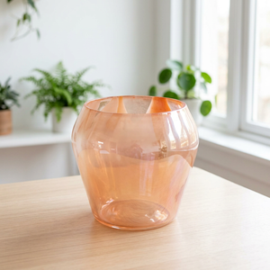 Bol en verre rond résistant à la chaleur, réutilisable, fait à la main, de haute qualité, décoration d'intérieur, vase de couleur rose orange - Product Image 2