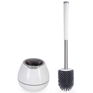 Ensemble de brosse de nettoyage pour cuvette de toilettes en silicone CF, <span class=keywords><strong>kit</strong></span> de nettoyage de cuvette, pinces, accessoires de salle de bain, brosse de toilettes avec manche en aluminium, porte-brosse de toilettes - Product Image 1