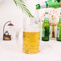 1.2L (2 Pints) Mug Bir Jerman Klasik - Gelas Oktoberfest Plastik Besar Berlekuk dengan Pegangan