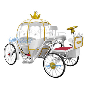 Chariot royal électrique blanc simple à quatre roues, chariot royal électrique sans chevaux, chariot citadine électrique en forme de citrouille - Product Image 3