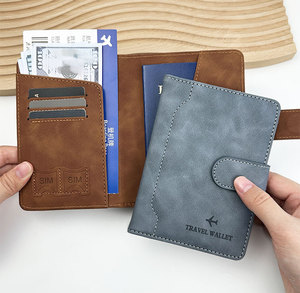 Étui de Passeport Personnalisé en Cuir PU avec Logo, Porte-Passeport de Voyage, Ensemble d'Étiquettes de Bagage, Étui Protecteur avec Fermoirs, Blocage RFID, Étanche, Court - Product Image 1