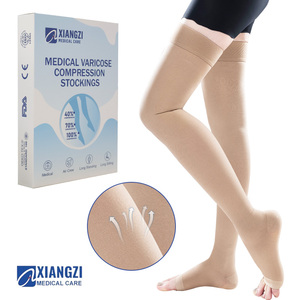 Chaussettes <span class=keywords><strong>de</strong></span> compression antidérapantes à hauteur <span class=keywords><strong>de</strong></span> cuisse, <span class=keywords><strong>classe</strong></span> <span class=keywords><strong>2</strong></span>, 20-30 mmHg, qualité médicale, à bout ouvert, pour varices et œdèmes - Product Image 1