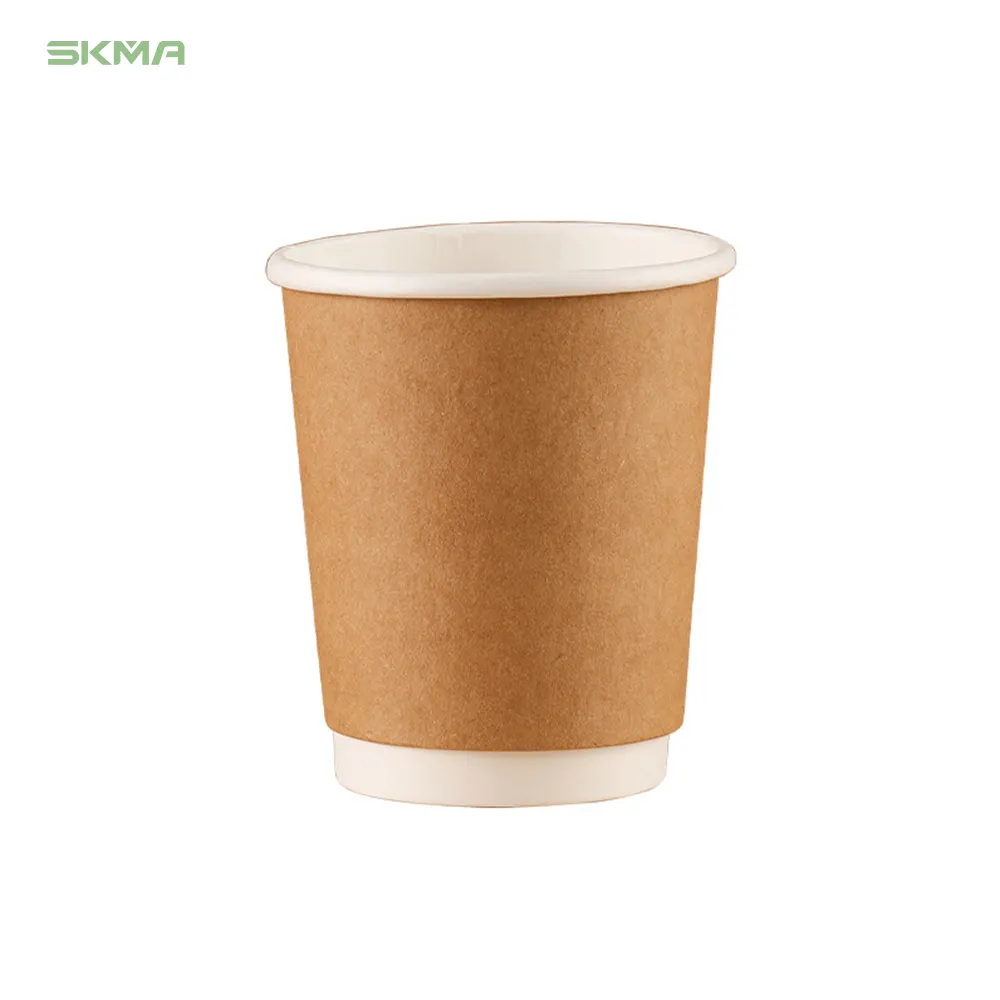 Design Custom Print Logo Biodegradable Double Wall Paper Cups Bubble Tea Coffee Juice Cold And Hot Drink Paper Cups