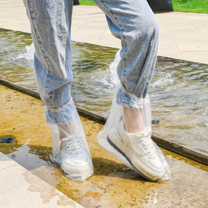 Couvre-bottes de pluie jetables, imperméables, antidérapants, en plastique transparent, épaissis, résistants à l'usure, protection des pieds unisexe pour l'extérieur - Product Image 3