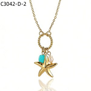 Collar con Colgante de Estrella Amy Amy, Cadena de Aleación Chapada en Oro, Dije de Perla de Imitación, Joyería Casual para Mujer, Regalo - Product Image 5