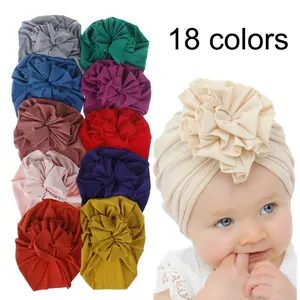 New Baby Headband 2020 European and American Children's Fold Flower Baby Hat Knitted Cotton Tire Cap Head Band Hat