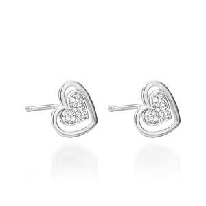 Elegant <b>Silver</b> Heart <b>Earrings</b> with Moissanite Diamonds Stylish Trendy <b>Studs</b> <b>for</b> <b>Women</b> <b>for</b> Wedding Party or Anniversary - Product Image 4