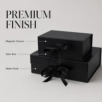 Juego de Cajas de Regalo de Lujo en Negro Mate con Cierre Magnético, Lazo de Cinta de Satén, Caja Rígida, Empaque OEM, Marca Privada, Venta al Por Mayor