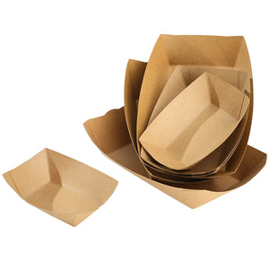 Barquettes jetables robustes en papier kraft pour servir des nachos, des tacos, des frites, des hot-dogs, des salades - pour les fêtes, les festivals, les pique-niques - Product Image 2