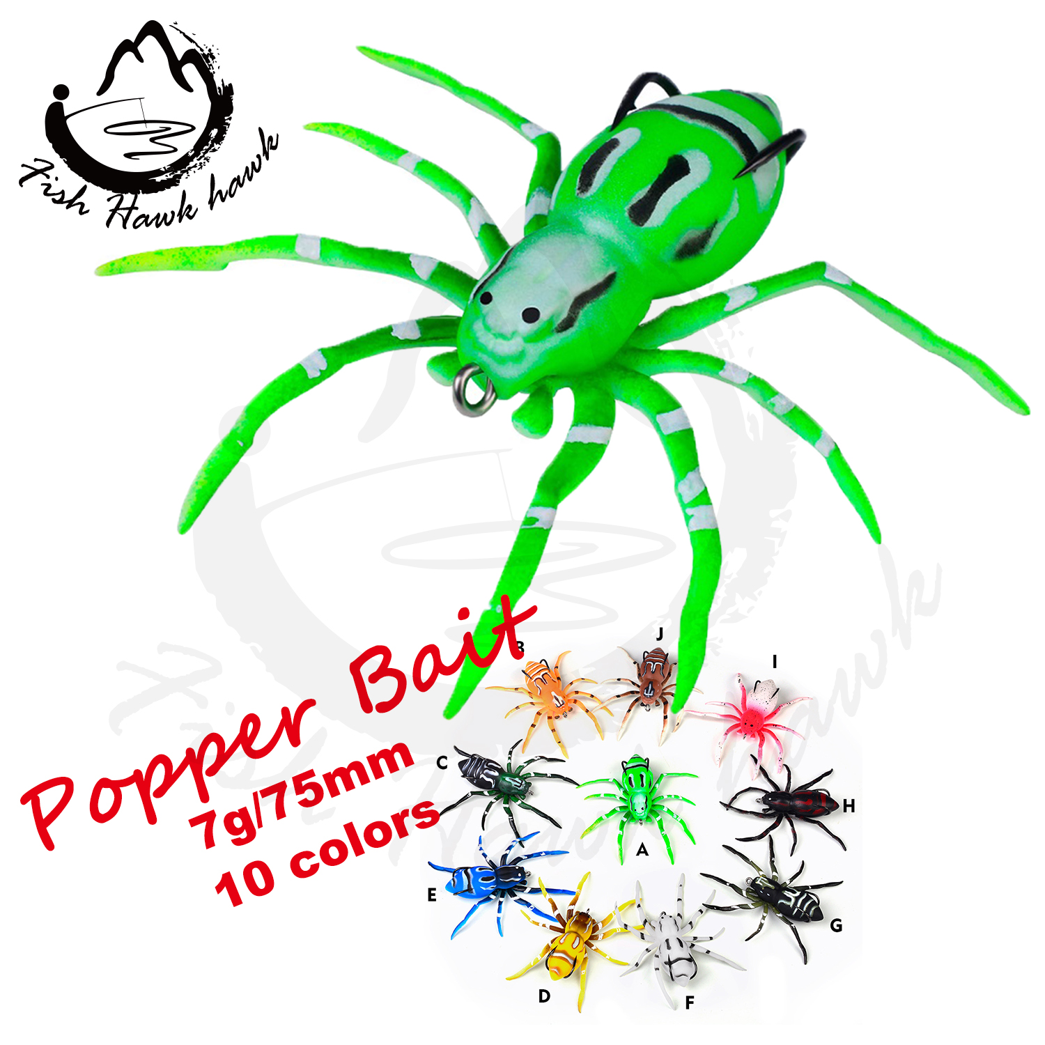 7 г/75 мм Паук Whopper Popper Topwater, рыболовная приманка, искусственная жесткая приманка, Поппер, мягкий вращающийся хвост, рыболовная снасть, рыболовная приманка
