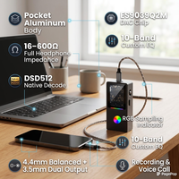 Décodeur audio numérique portable DSD512 Hi-Res DAC Amplificateur pour mobile, ordinateur portable, jeux, streaming en direct, emballage OEM