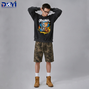 Felpa Girocollo da <span class=keywords><strong>Uomo</strong></span> con Stampa Orso Vintage Lavato, 100% Cotone, Unisex, Oversize, Trendy, Casual, Streetwear - Product Image 4
