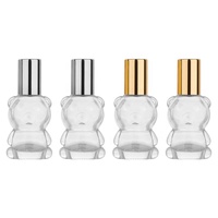 Flacon de parfum en verre givré avec bille roulante, motif ours transparent, 8 ml