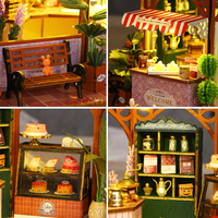 Maison de poupée en bois à assembler soi-même, modèle de café, puzzle 3D miniature en bois, kit de maison de poupée pour cadeau