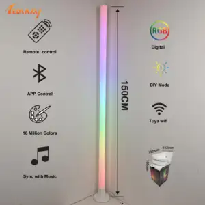 Lampe d'angle intelligente à LED arc-en-ciel avec contrôle de l'application WiFi Lampe de sol d'angle à intensité variable et rythme d'ambiance