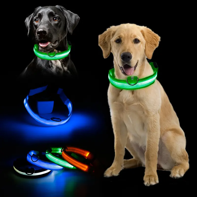 New Pet Led Cat Collar Waterproof Usb Rechargeable Nylon Flashing Light Up Led Dog Collar