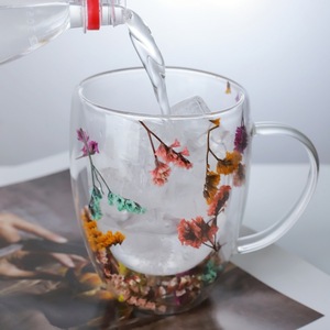 Gobelet Double Paroi Transparent en Borosilicate avec <span class=keywords><strong>Fleur</strong></span> Naturelle Séchée pour Eau, Café, Jus. Idéal pour Fêtes et Cadeaux - Product Image 3