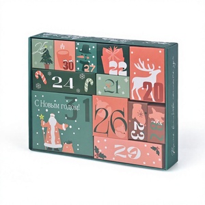 Caja de Calendario de Adviento Navideño de 31 Días, Diseño Rígido de Cartón con Gráficos Festivos, Embalaje de Regalo Reciclable - Product Image 1