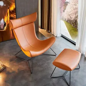 Tersedia desain klasik kain Modern pelapis beludru merah muda santai tunggal Sofa sayap kursi santai untuk ruang tamu
