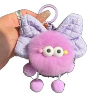 Porte-clés en peluche en forme de charbon de bois avec nœud papillon, dessin animé, fait main, mignon, breloque pour sac de voiture, accessoire de couple style scolaire pour sacs à dos