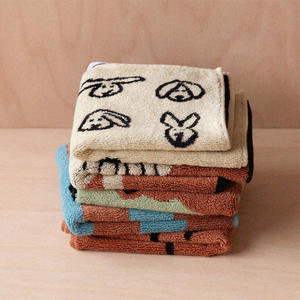 Serviette carrée en coton pur style dessin animé Jacquard 34x34 cm, épaisse, douce, absorbante, pour la maison, serviette de bain pour les mains - Product Image 4