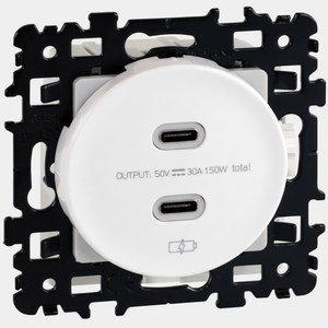 Chargeur et adaptateur double USB C 5.5V carré blanc - Product Image 1