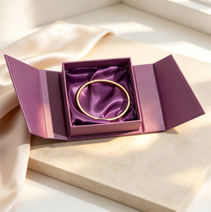 Luxury Double Opening Jewelry <b>Box</b> Custom Gold Hot Stamping Logo Satin Insert <b>Gift</b> <b>Box</b> <b>for</b> Bangle <b>Bracelet</b> Jewelry Packing - Product Image 6