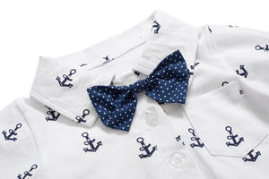 Ensemble bébé garçon été : barboteuse imprimé ancre, short et chapeau - Product Image 5