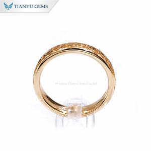 Tianyu Gems patrón personalizado privado 10K 14K 18K oro amarillo sólido 3,5mm ancho banda de boda para mujer - Product Image 3