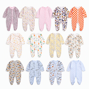 Combinaison à pieds pour nouveau-né, pyjama en coton doux à manches longues pour bébé, combinaison unisexe pour garçon et fille, 0-12 mois - Product Image 4
