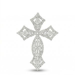 Collar Clásico de Compromiso con Colgante de Cruz y Diamante CVD Cultivado en Laboratorio, Chapado en Oro de 10K/14K/18K sobre Plata Personalizada, Cadena para Suéter, Regalo VS - Product Image 1