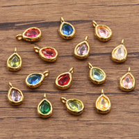 Pendentif goutte ovale breloque collier de pierre de naissance en acier inoxydable plaqué or pendentifs pour la fabrication de bijoux Design personnalisable