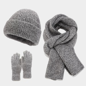 Ensemble chaud d'hiver en 3 pièces pour hommes <span class=keywords><strong>et</strong></span> femmes, nouveau style élégant, écharpe, chapeau <span class=keywords><strong>et</strong></span> <span class=keywords><strong>gants</strong></span> en jacquard imprimé bicolore mélangé, 100% acrylique - Product Image 1