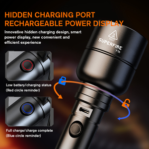 Đèn pin sáng công suất cao Chất liệu hợp kim nhôm chống nước Có thể sạc lại Đèn pin Y16 có chức năng sạc ẩn - Product Image 6