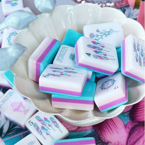 Hot Selling Blue Paris Candy Acrylic American Mahjong Tile Set Luxurious Design Portable 4 Players <b>Entertainment</b> & Poker Use - Product Image 5