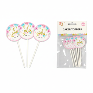 6 pezzi accessori per decorazioni a forma di unicorno 240 pezzi/c accessori per decorazioni per torta di compleanno a forma di fiore e numero per feste tipo regalo - Product Image 2