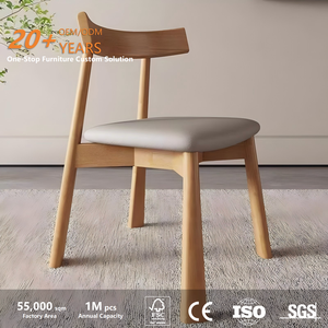 Chaises de Table à manger en bois massif nordique chaises de négociation de café d'hôtel minimaliste italien chaises de salle à manger rembourrées - Product Image 2