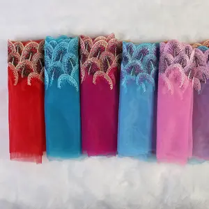 Nhiều Màu Thêu Ren Vàng Peacock Tail Feather DIY Lưới Ren Trim