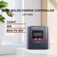 Contrôleur de charge solaire MPPT 12V/24V 20A pour système d'alimentation solaire domestique, tension PV max. 55V