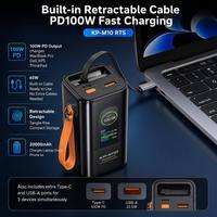 Ukalun Portable 20000mAh TFT Écran 100W 65W PD27 22.5W Power Bank avec Rectrable Fils Charge Rapide pour Ordinateur Portable