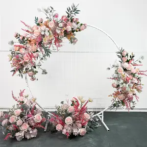 Conjunto de decoración de boda personalizado, QSLH-CF090, arco de flores, seda, corredor, flores