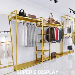 Trendy Fashion Retail Garment Boutique Shop Móveis Custom Wooden Women Clothes Display Racks para Vestuário Store Design