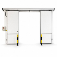 Porte coulissante double pour chambre froide, grande ouverture, isolée, avec rail partagé robuste