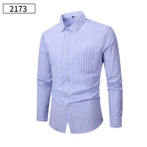 <span class=keywords><strong>Camicie</strong></span> Eleganti da Uomo Plus Size, Nuove, Traspiranti, a Maniche Lunghe, Fantasia Scozzese, Non Necessita di Stiratura, Business Casual, Vestibilità <span class=keywords><strong>Slim</strong></span>, per l'Autunno - Product Image 3