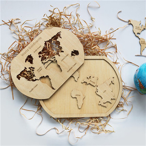 Mapa del terreno mundial de madera de doble capa, accesorios de aprendizaje de <span class=keywords><strong>geografía</strong></span>, mapa magnético del terreno del mundo de madera personalizado - Product Image 2